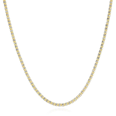 14K Yellow White Gold 2.7mm Diamond - Cut Iced Fancy Mesh Necklace (Solid Links) 18" - 24" - WJD Exclusives