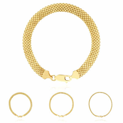 14K Yellow Gold 2.5mm - 7mm Bismark Bracelet (Solid Links) 7.25" - WJD Exclusives