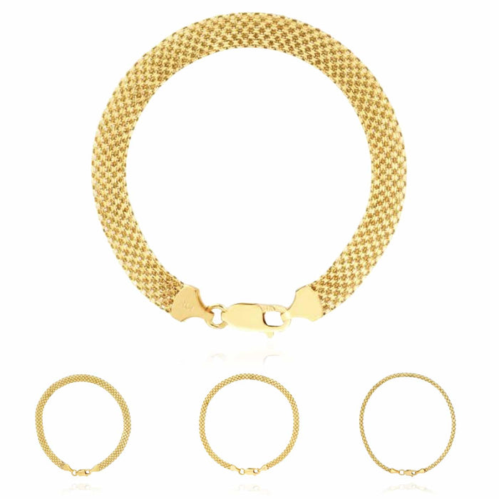 14K Yellow Gold 2.5mm - 7mm Bismark Bracelet (Solid Links) 7.25" - WJD Exclusives