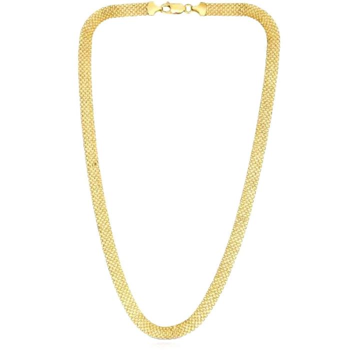 14K Yellow Gold 7mm Bismark Necklace (Solid Links) 16" - 20" - WJD Exclusives