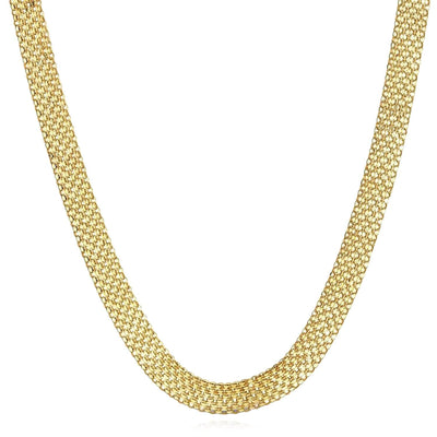 14K Yellow Gold 7mm Bismark Necklace (Solid Links) 16" - 20" - WJD Exclusives
