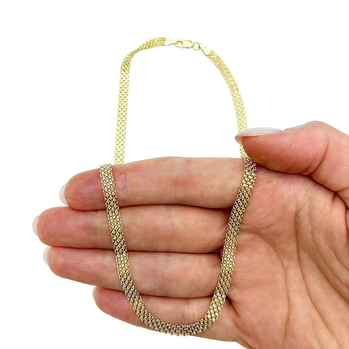 14K Yellow Gold 4.7mm Bismark Necklace (Solid Links) 16" - 20" - WJD Exclusives