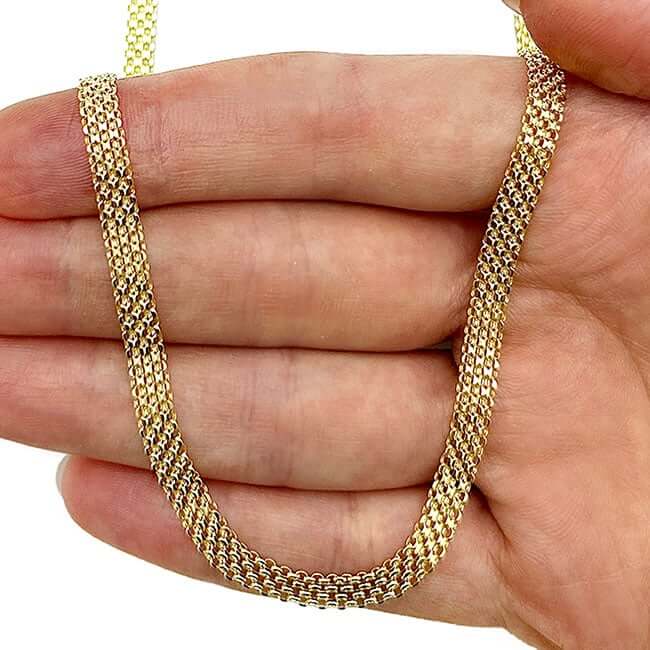 14K Yellow Gold 4.7mm Bismark Necklace (Solid Links) 16" - 20" - WJD Exclusives