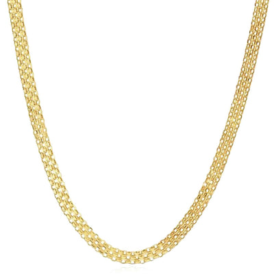 14K Yellow Gold 3.5mm Bismark Necklace (Solid Links) 16" - 20" - WJD Exclusives