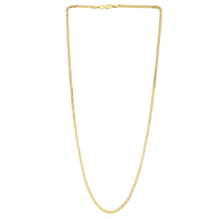 14K Yellow Gold 2.5mm Bismark Necklace (Solid Links) 16" - 20" - WJD Exclusives