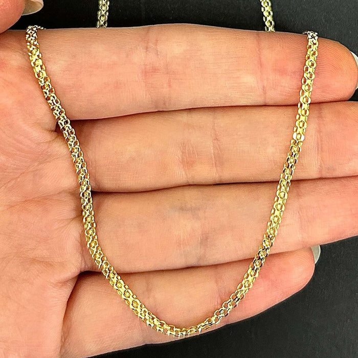 14K Yellow Gold 2.5mm Bismark Necklace (Solid Links) 16" - 20" - WJD Exclusives