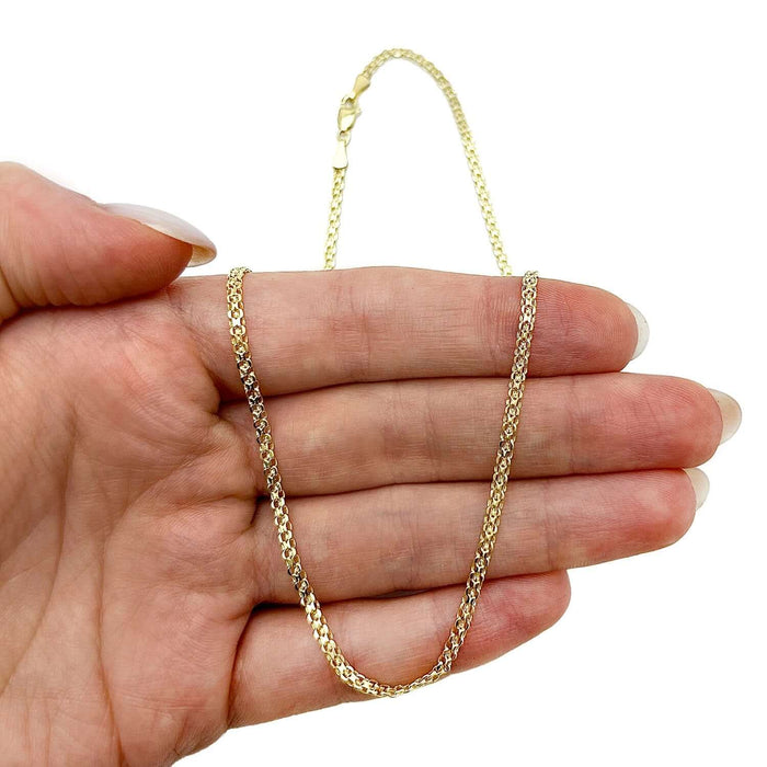 14K Yellow Gold 2.5mm Bismark Necklace (Solid Links) 16" - 20" - WJD Exclusives