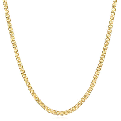 14K Yellow Gold 2.5mm Bismark Necklace (Solid Links) 16" - 20" - WJD Exclusives