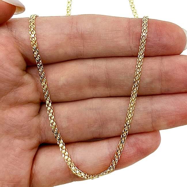 14K Yellow Gold 2.5mm Bismark Necklace (Solid Links) 16" - 20" - WJD Exclusives