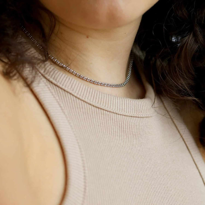 14K Yellow White Gold 3mm Diamond - Cut Fancy Iced Mesh Chain (Solid Links) 18" - 24" - WJD Exclusives