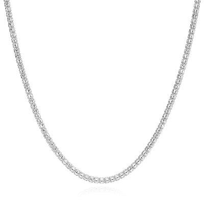 14K Yellow White Gold 3mm Diamond - Cut Fancy Iced Mesh Chain (Solid Links) 18" - 24" - WJD Exclusives