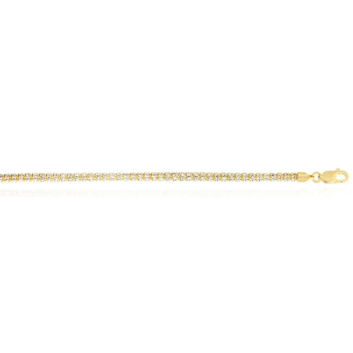 14K Yellow White Gold 3.5mm Diamond - Cut Fancy Iced Mesh Necklace (Solid Links) 20" - 24" - WJD Exclusives