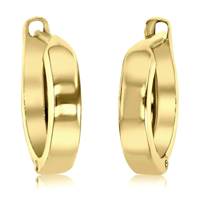 14K Gold Round Hinged Huggie Hoop Earrings 12mm - WJD Exclusives