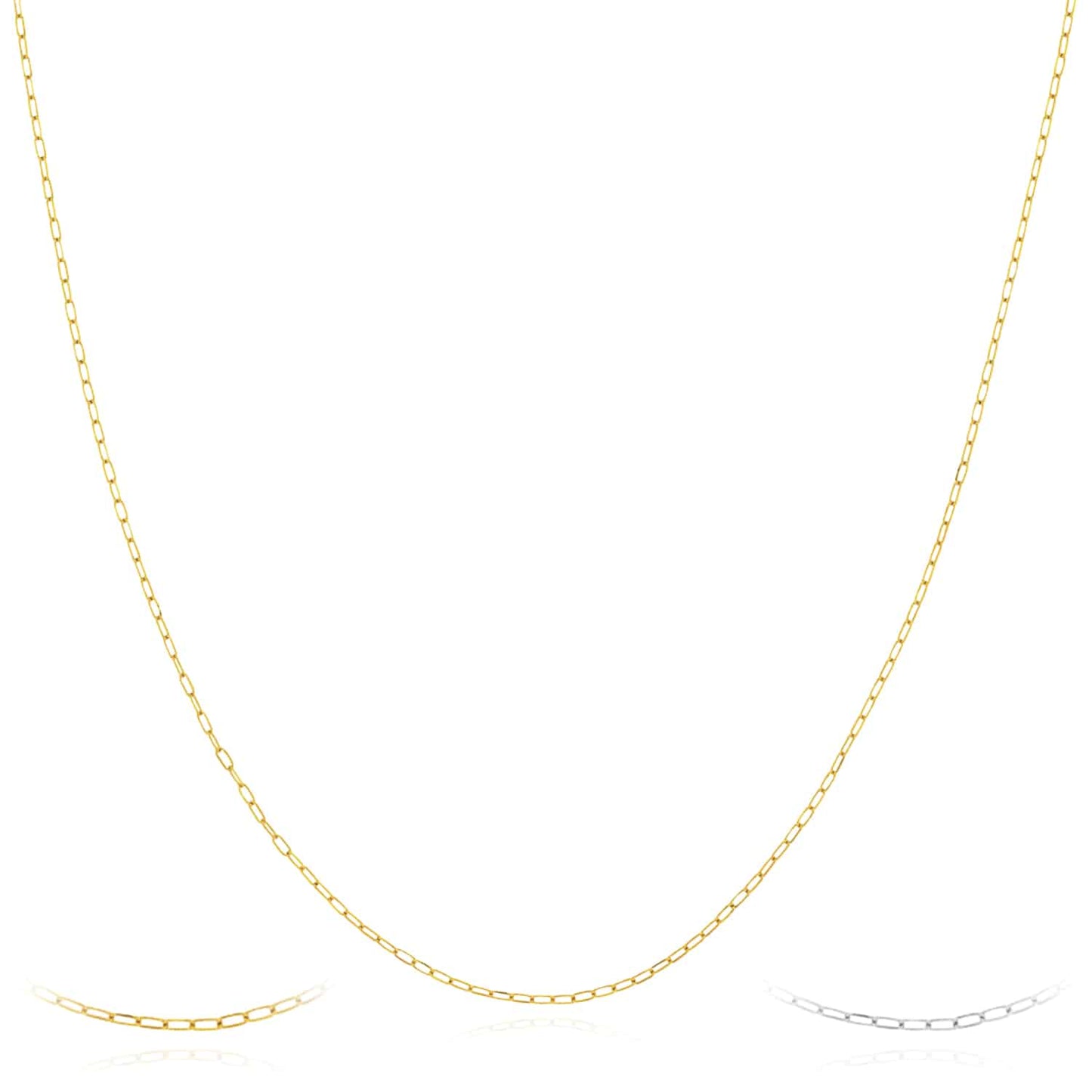 14K Real Gold Yellow White 1mm Diamond-Cut Forzentina Chain Necklace 16"-20"