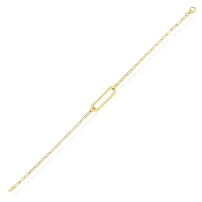 14K Yellow Gold Paperclip Open Bar Bracelet (Solid Links) 7" - WJD Exclusives