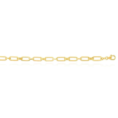 14K Yellow Gold 5.6mm Paperclip Rondel Bracelet (Solid Links) 7.5" - WJD Exclusives