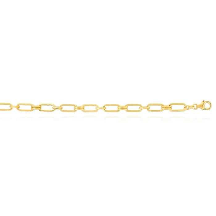 14K Yellow Gold 5.6mm Paperclip Rondel Bracelet (Solid Links) 7.5" - WJD Exclusives