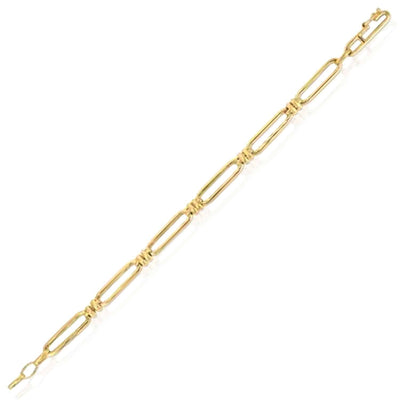 14K Yellow Gold 6mm Double Bar Paperclip Bracelet (Solid Links) 7.5" - WJD Exclusives