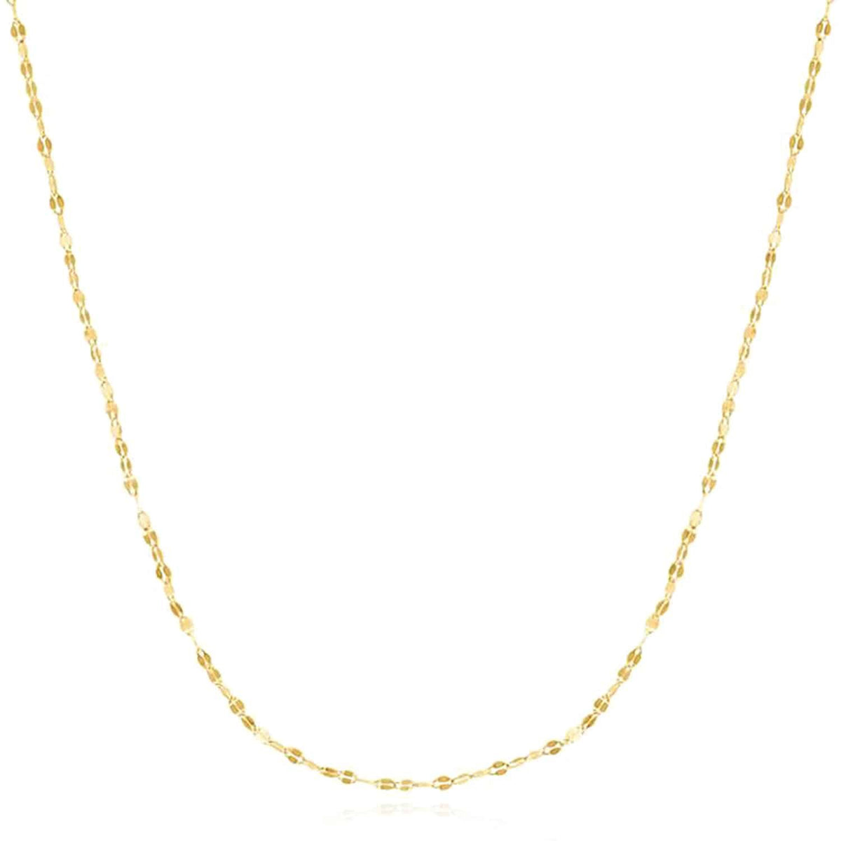 14K Yellow Gold 1.5mm Mirror Necklace (Solid Links) 16" - 24" - WJD Exclusives