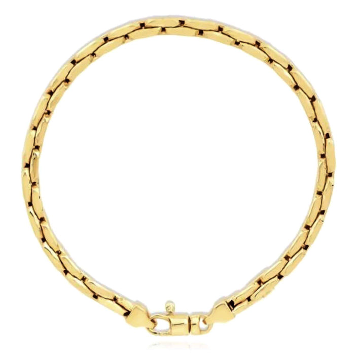 14K Yellow White Rose Gold 4.5mm Compressed Cable Bracelet (Solid Links) 7.5" - WJD Exclusives