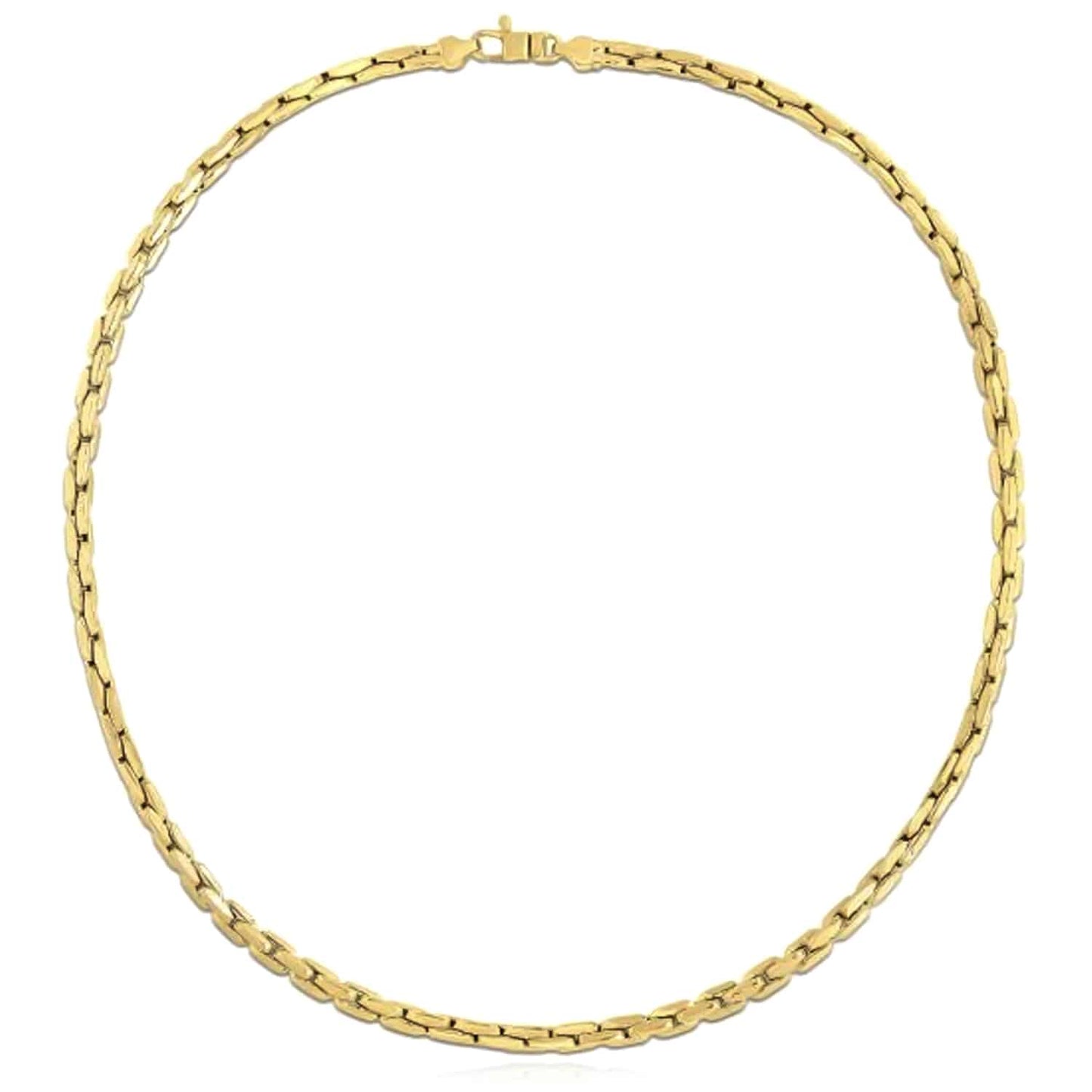 14K Real Gold 4.5mm Compressed Cable Chain Necklace 18"