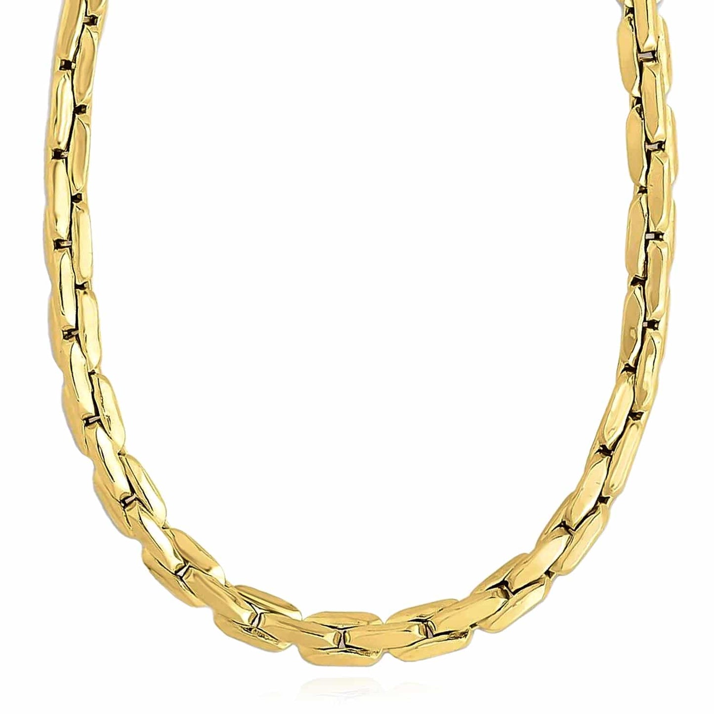 14K Real Gold 4.5mm Compressed Cable Chain Necklace 18"
