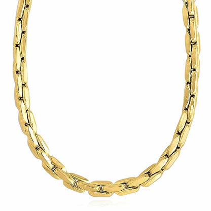 14K Real Gold 4.5mm Compressed Cable Chain Necklace 18"