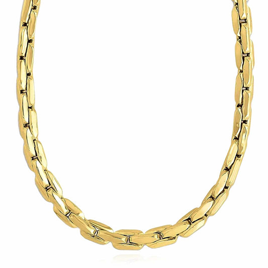 14K Real Gold 4.5mm Compressed Cable Chain Necklace 18"