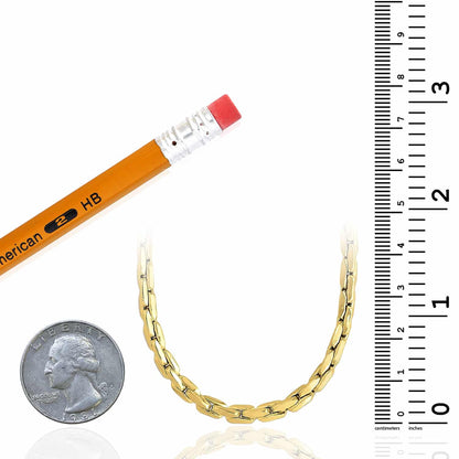 14K Real Gold 4.5mm Compressed Cable Chain Necklace 18"