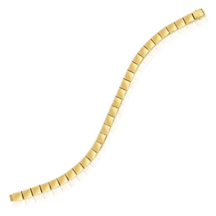 14K Yellow Gold 6mm Flat Square Edge Bracelet (Solid Links) 7" - WJD Exclusives