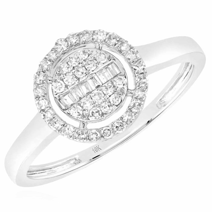 0.20CTW Natural Diamond 10K White Gold Round Halo Cocktail Ring - WJD Exclusives