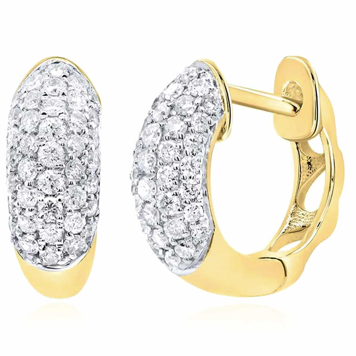 0.35CTW Natural Diamond 10K Gold Yellow White Hinged Round Hoop Earrings 11.5mm - WJD Exclusives