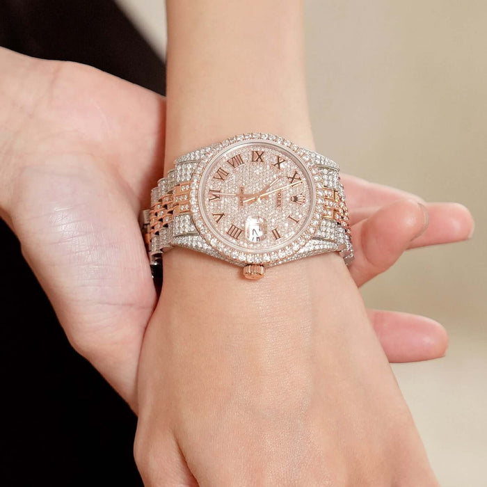 Rolex Datejust 12CTW Natural Diamond Stainless Steel White Rose Watch 36mm - WJD Exclusives