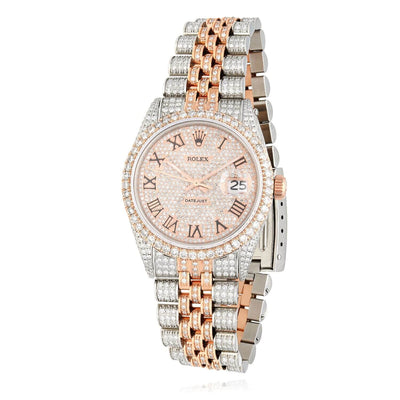 Rolex Datejust 12CTW Natural Diamond Stainless Steel White Rose Watch 36mm - WJD Exclusives