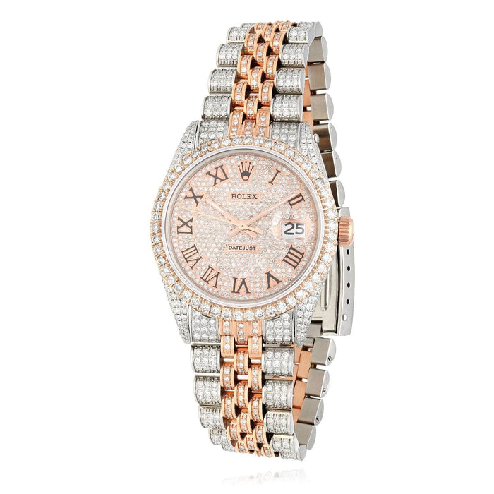 Rolex Datejust 12CTW Natural Diamond Stainless Steel White Rose Watch 36mm - WJD Exclusives