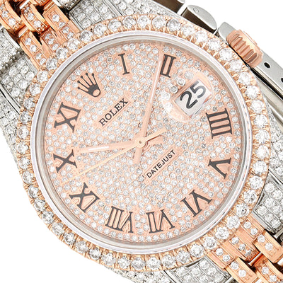 Rolex Datejust 12CTW Natural Diamond Stainless Steel White Rose Watch 36mm