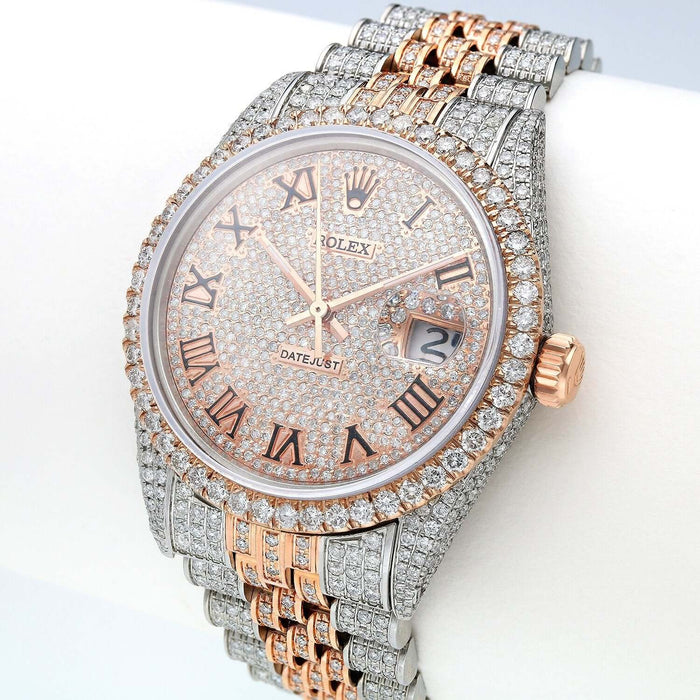Rolex Datejust 12CTW Natural Diamond Stainless Steel White Rose Watch 36mm - WJD Exclusives