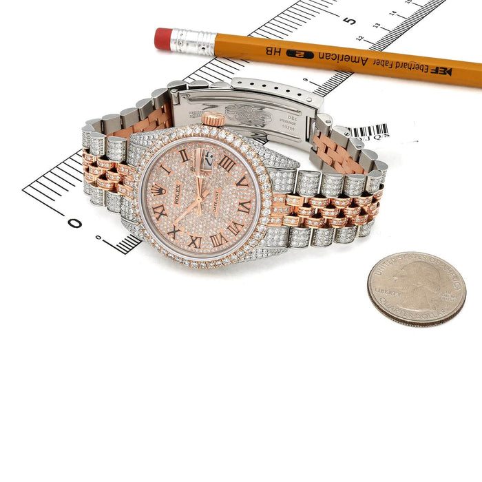 Rolex Datejust 12CTW Natural Diamond Stainless Steel White Rose Watch 36mm - WJD Exclusives
