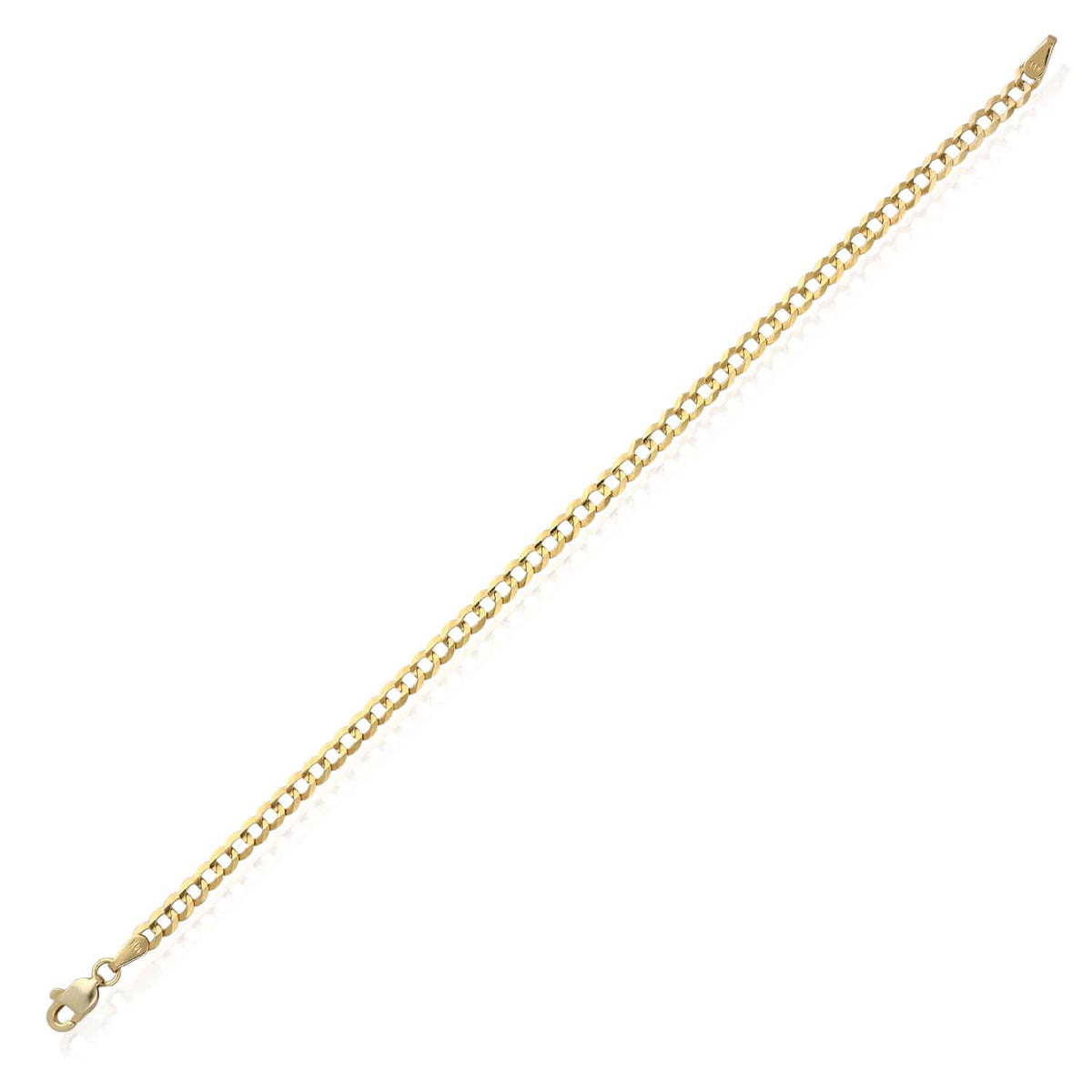 14K Yellow Gold 3.5mm Cuban Bracelet (Solid Links) 7" - WJD Exclusives