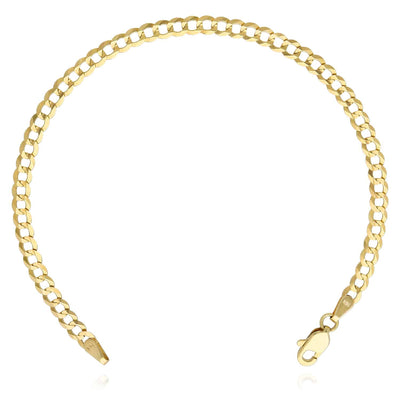 14K Yellow Gold 3.5mm Cuban Bracelet (Solid Links) 7" - WJD Exclusives
