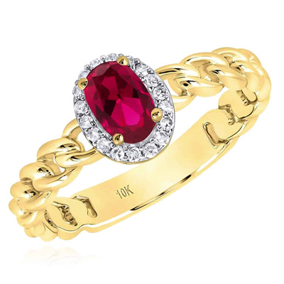0.60CTW Natural Diamond Ruby 10K Yellow Gold Miami Cocktail Ring - WJD Exclusives