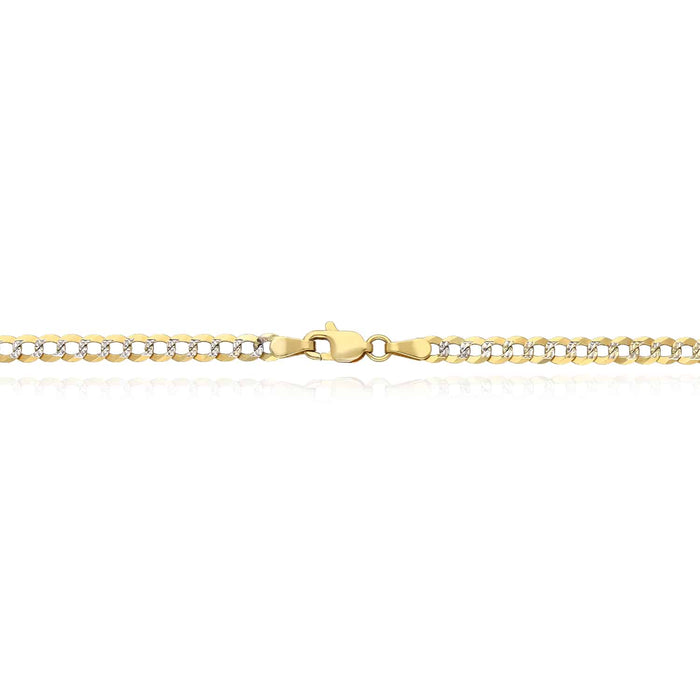 14K Yellow Gold 3.6mm Diamond - Cut Cuban Chain (Solid Links) 16" - 24" - WJD Exclusives