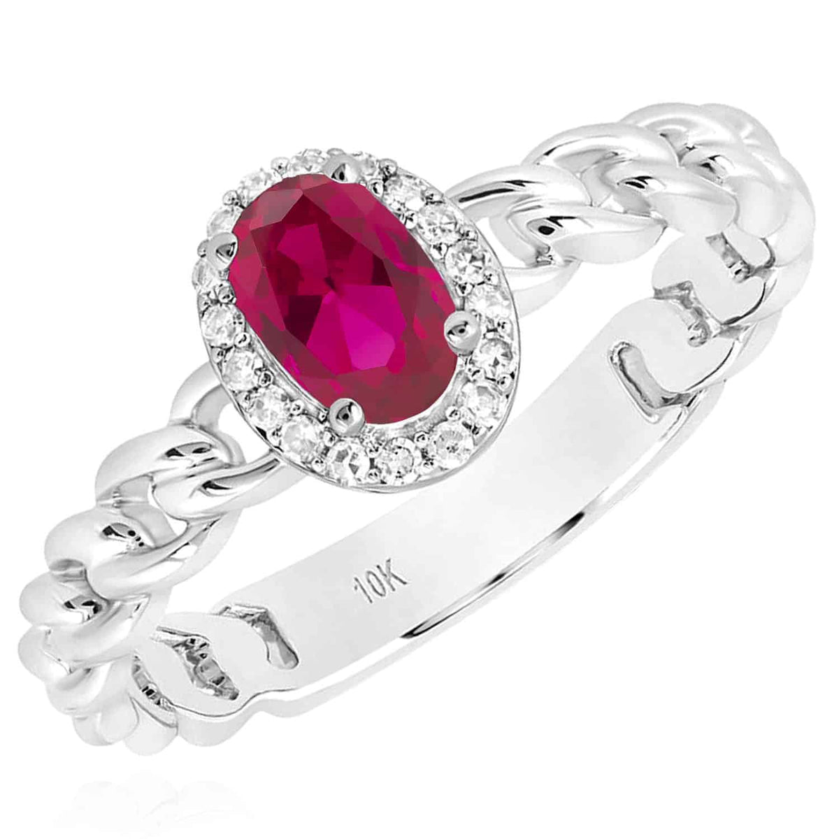 0.60CTW Natural Diamond Ruby 10K White Gold Miami Cocktail Ring - WJD Exclusives