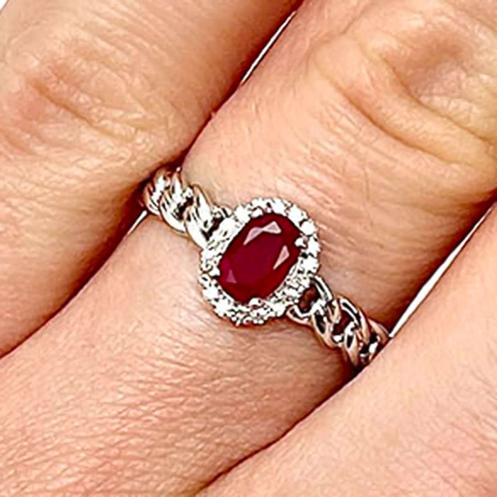 0.60CTW Natural Diamond Ruby 10K White Gold Miami Cocktail Ring - WJD Exclusives