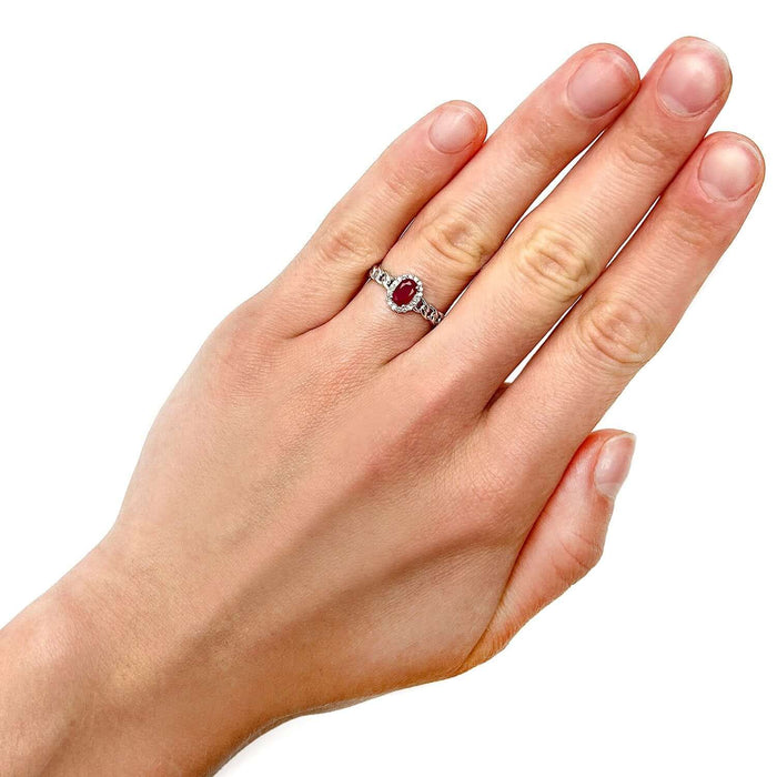 0.60CTW Natural Diamond Ruby 10K White Gold Miami Cocktail Ring - WJD Exclusives