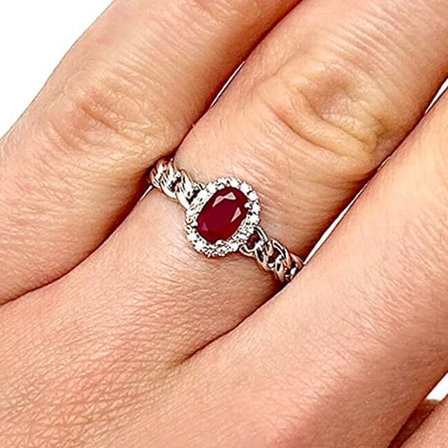 0.60CTW Natural Diamond Ruby 10K White Gold Miami Cocktail Ring - WJD Exclusives