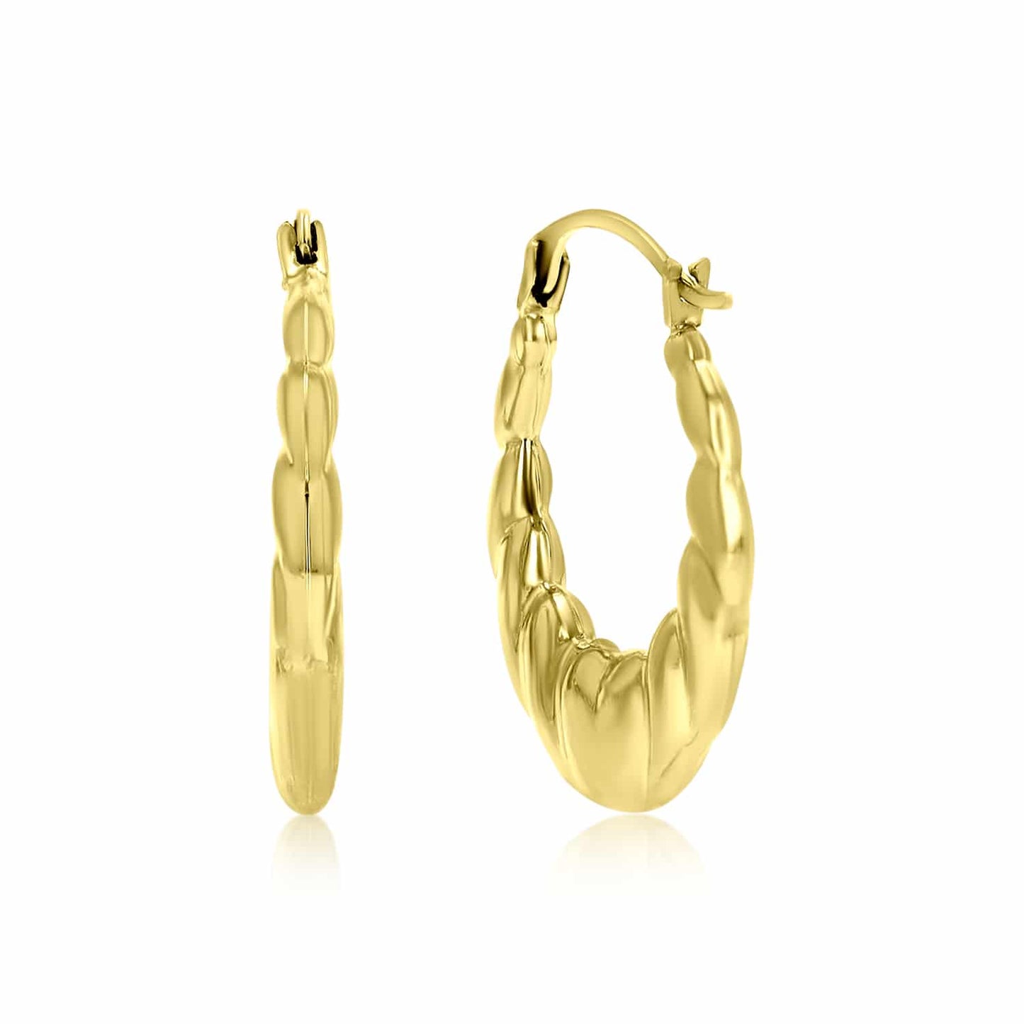 14K Real Gold Love Heart Hoop Earrings 20mm