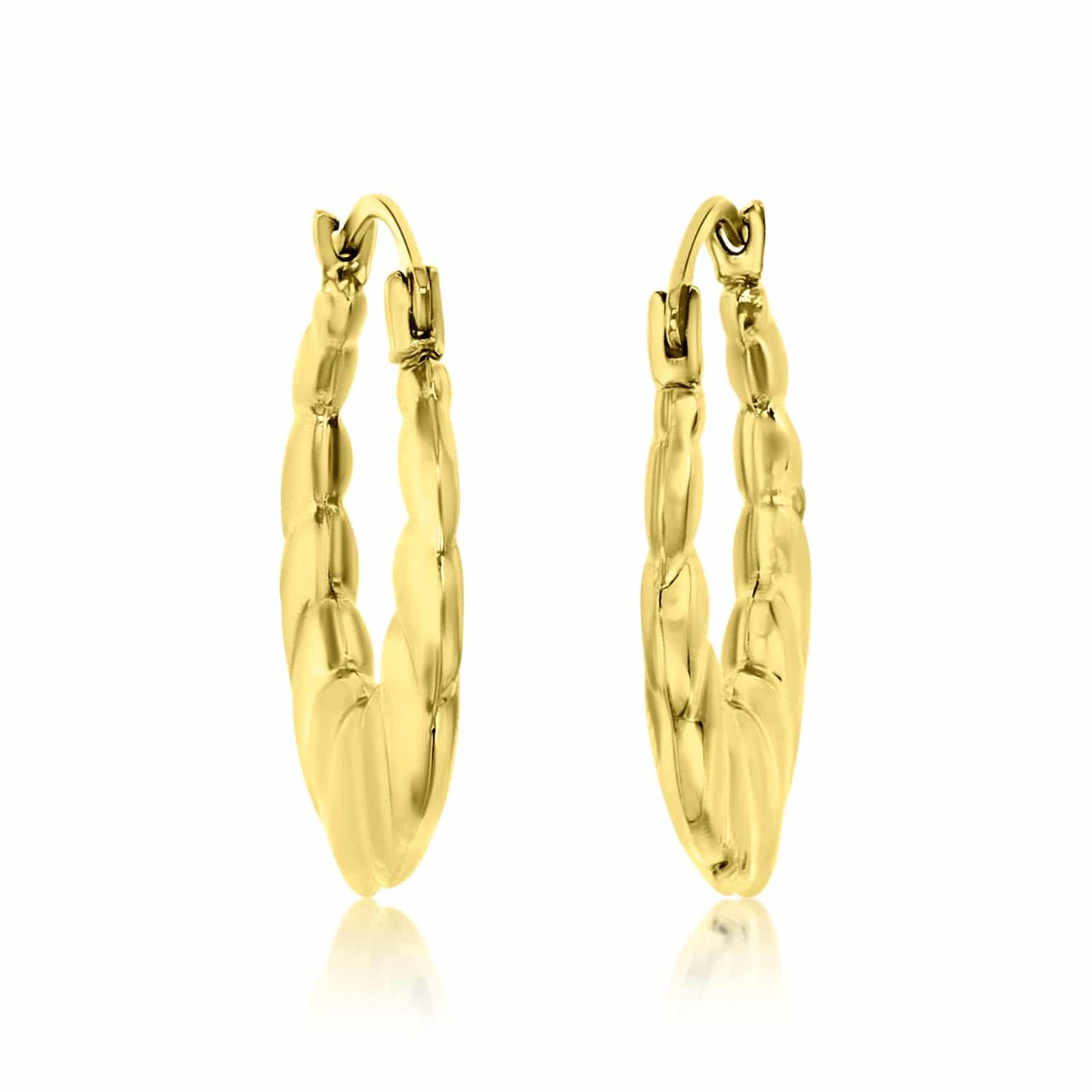 14K Real Gold Love Heart Hoop Earrings 20mm