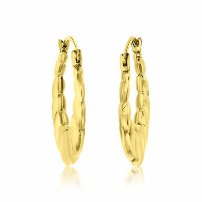 14K Real Gold Love Heart Hoop Earrings 20mm