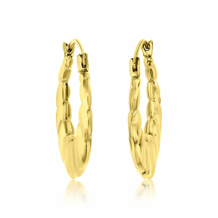 14K Gold Love Heart Hoop Earrings 20mm - WJD Exclusives